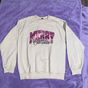 Four Gildan Christmas Crew Neck Sweaters with Graphic Design